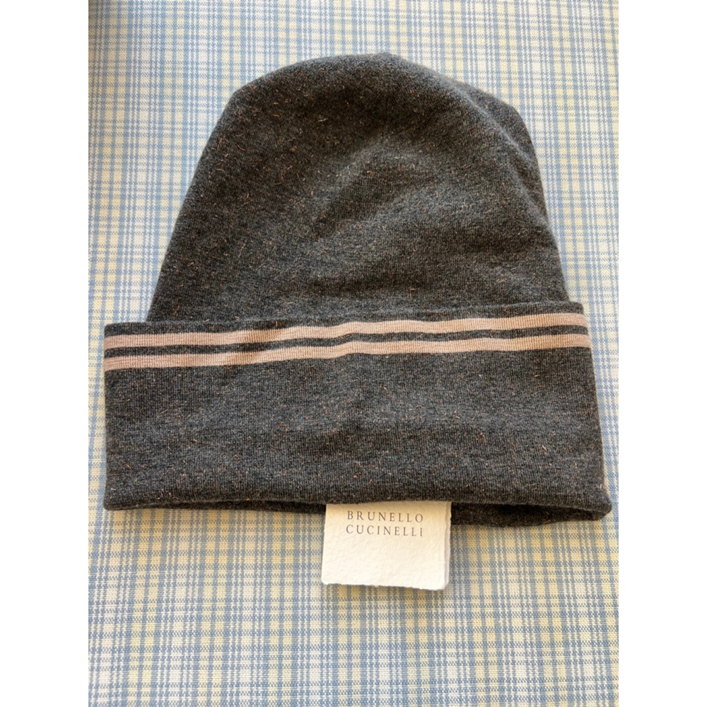 NWT Women's Brunello Cucinelli Gray Pink Cashmere Beanie M